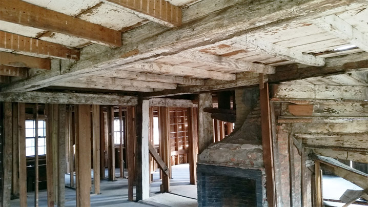 Interior framing of the Isaac Lord house in Ipswich